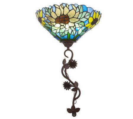 Stained Glass Battery Operated Sunflower Wall Sconce QVC.com